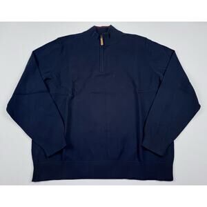 Duluth Trading Co. Strongarm Cotton ¼ Zip Mock Sweater –‎ 2XL Dark Navy Blue NWT